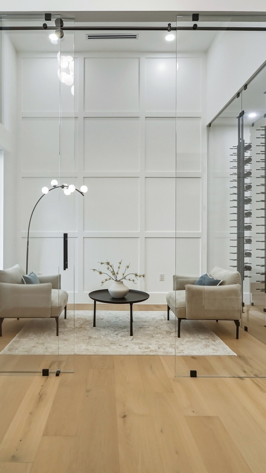 Bedroom with water view and soft neutral walls